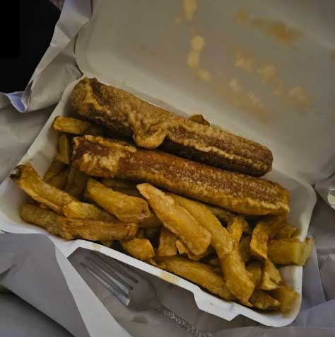 fish and chips served at Aldo’s Fish Bar in Broxburn