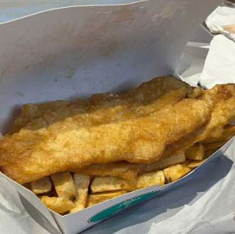 Crispy Fish & Chips served at Aldo's Fish bar Broxburn
